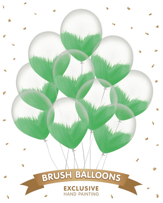Green Brush Balloons - Pack of 10