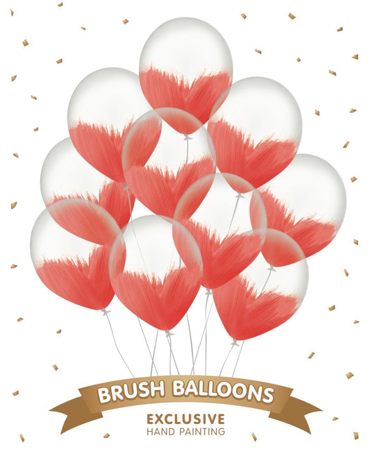 Red Brush Balloons - Pack of 10