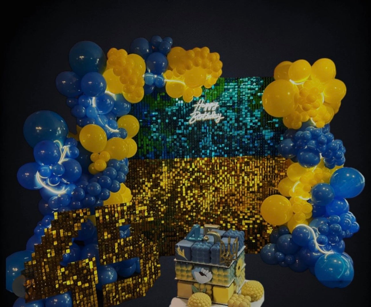 Royal Blue & Gold Celebration Backdrop