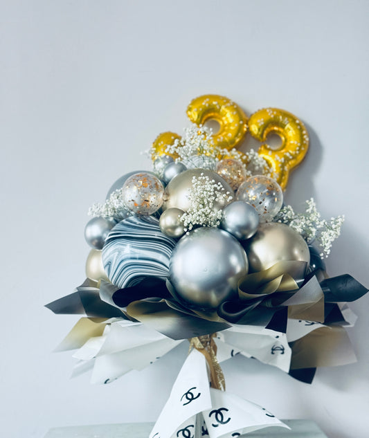 Luxury Birthday Balloon Bouquet with Gold Numbers
