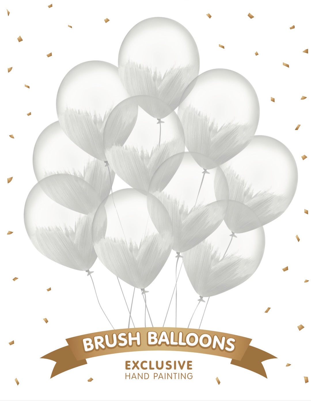 White Brush Balloons - Pack of 10