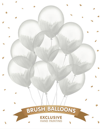 White Brush Balloons - Pack of 10