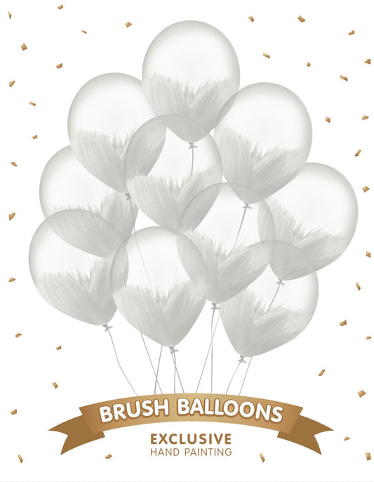 White Brush Balloons - Pack of 10