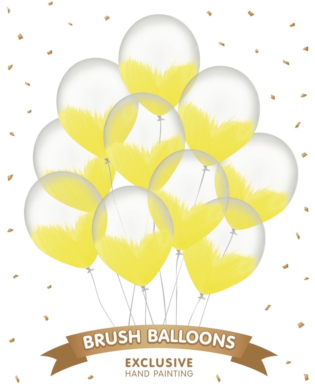 Yellow Brush Balloons - Pack of 10