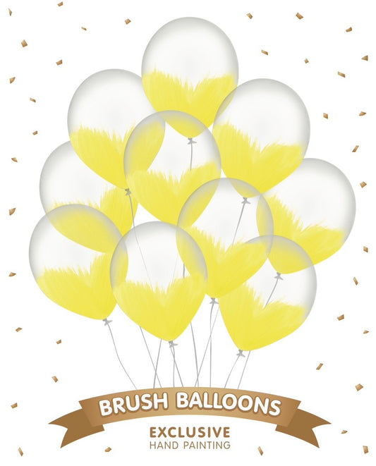 Yellow Brush Balloons - Pack of 10