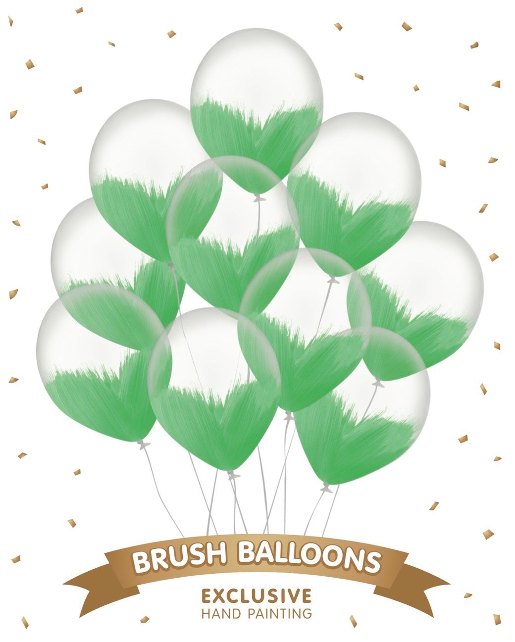 Green Brush Balloons - Pack of 10