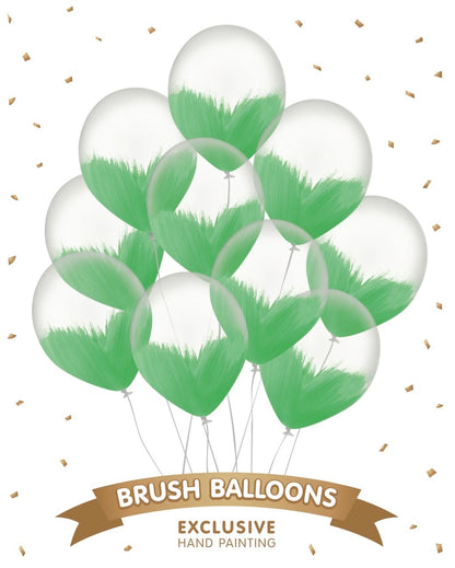 Green Brush Balloons - Pack of 10