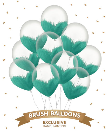 Turquoise Brush Balloons - Pack of 10