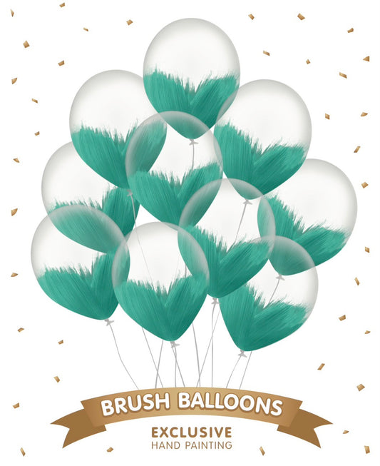 Turquoise Brush Balloons - Pack of 10