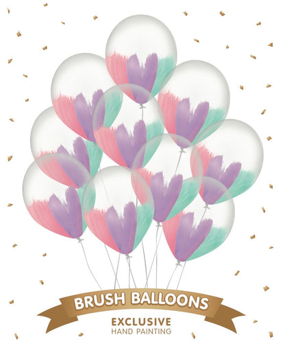 Unicorn Brush Balloons - Pack of 10