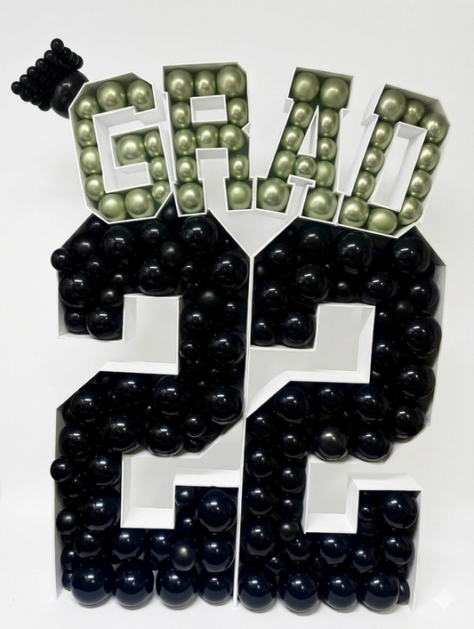 Graduation Balloon Display with Custom Year Numbers & “GRAD” Letters
