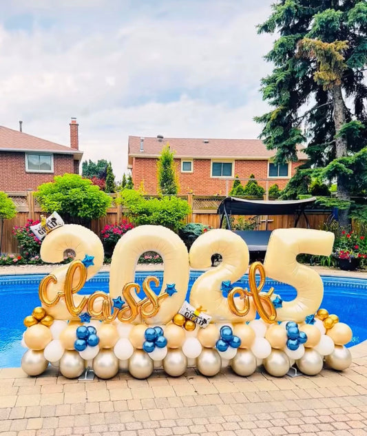 Graduation Balloon Display with Custom Year Numbers & “GRAD” Letters