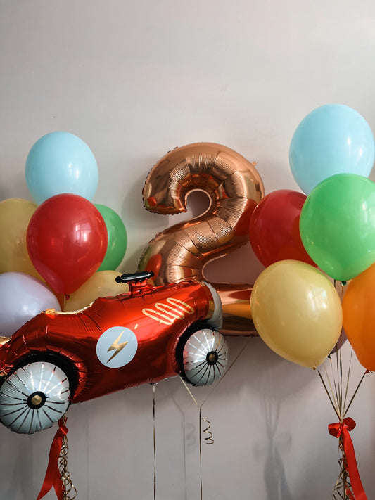 Race Car 2nd Birthday Balloon Set