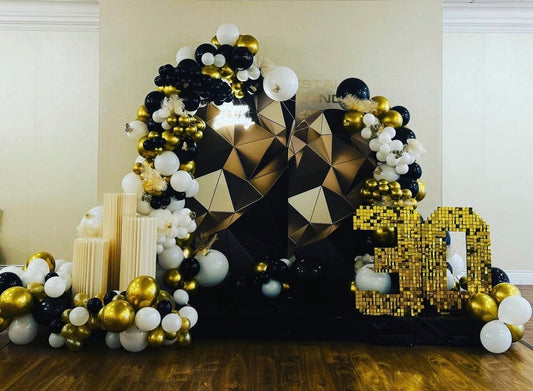 Black & Gold Luxe Celebration Backdrop