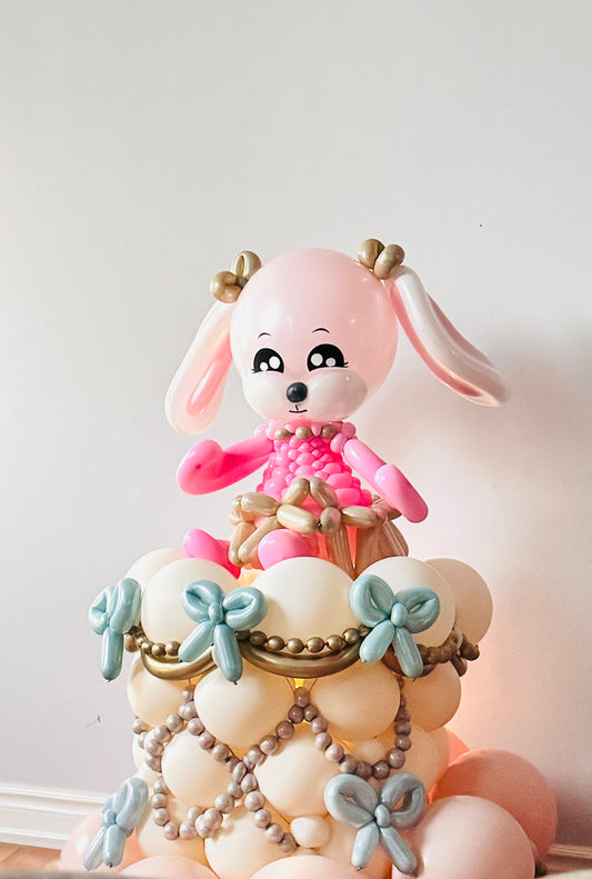 Bunny Balloon Sculpture on a Balloon Cake