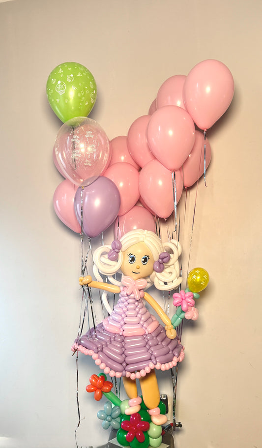 Balloon Girl with Flower Bouquet